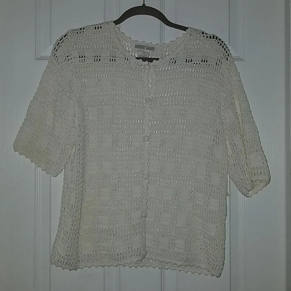 Preswick & Moore white  cardigan Sz M Petite